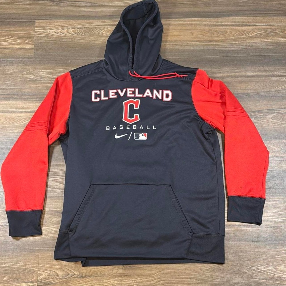 Nike Cleveland Indians hoodie with red sleeves and navy body, size XL #baseball